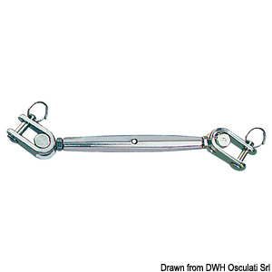 Turnbuckle w. 2 articulated jaws AISI 316 10 mm