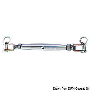 Turnbuckle w. two fixed jaws AISI 316 8 mm