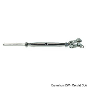 Turnbuckle w. articulated jaw AISI 316 8 mm