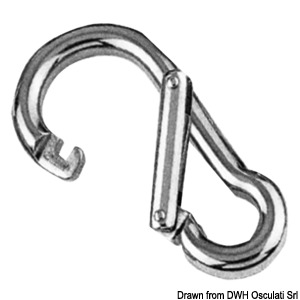 Carbine hooks with special asymmetric opening, made of stainless steel