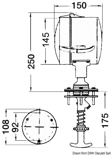 DHR Scheinwerfer, von innen orientierbar 24V 145mm