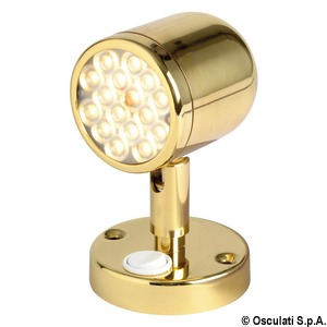 Articulated spotlight polished brass w. switch