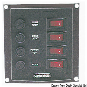 Vertical control panel w. 4 switches