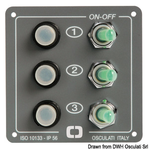 Control panel w. 3 resettable switches
