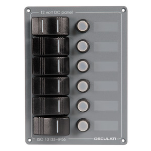 Electric control panel made of aluminium and fitted with grey polycarbonate front panel