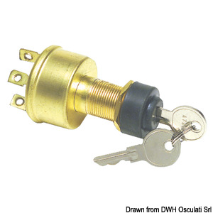 Watertight ignition key 4 positions brass