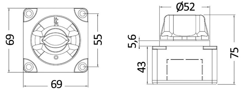 Batterie Trennschalter m.abziehbarem Schlüssel - Osculati 1492311