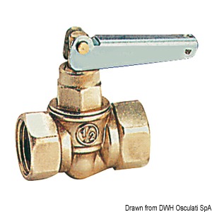 Fuel shut-off valve, fitted with 180° spring swivelling lever