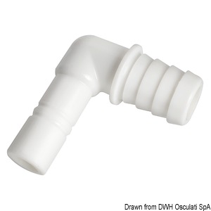 Raccordo cilindrico a gomito per tubo flessibile da 20 mm WHALE