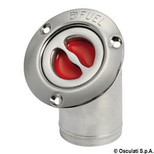 FUEL deck plug polished SS 45° angled 50 mm