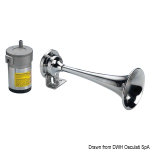 Chromed brass horn with compressor for boats up to 20 m