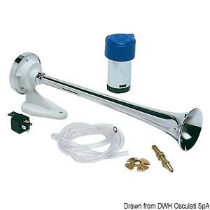 Trumpet horn w/compressor chromed ABS 12 V