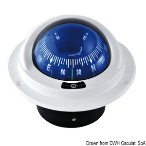 IDRA kompakter Einbau-Kompass  m. Frontsicht, blau