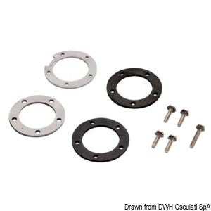 Kit metal ring nuts and fastening seals