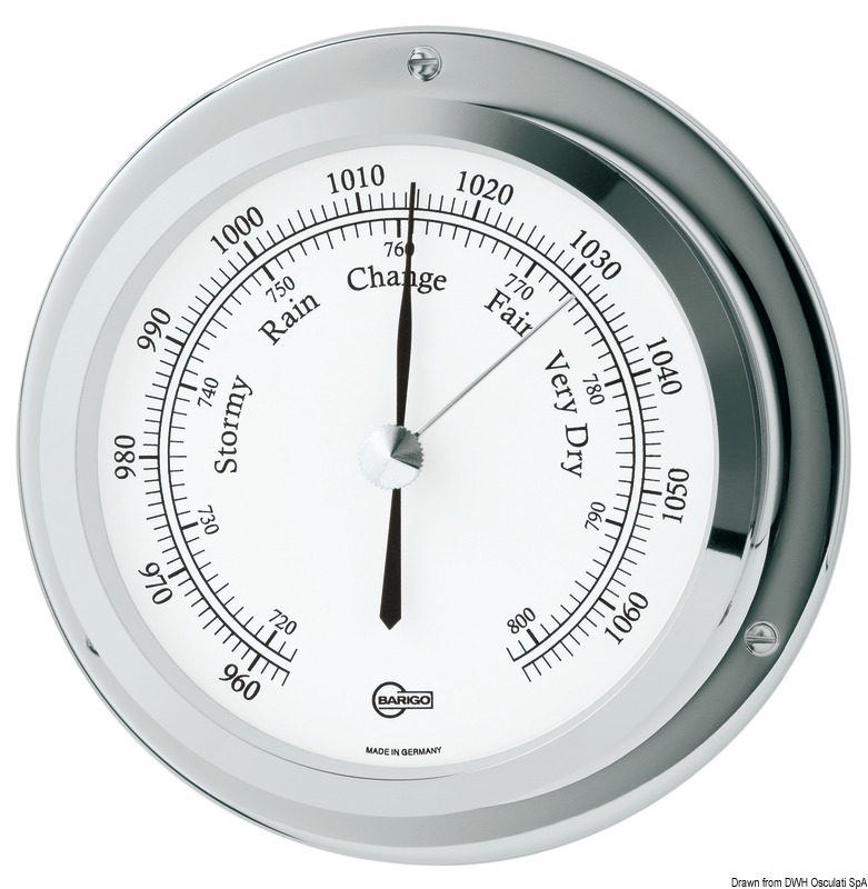 Barigo Tempo Maritimes Nautika Bootsport Thermometer Hygrometer Chrom 110mm