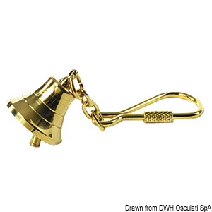 Pendant polished brass keyring Bell