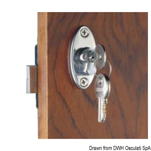 With knob and Yale external key. Knob lock from inside