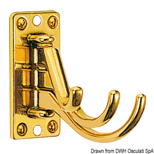 3-hook coat hanger chromed brass 73x36 mm