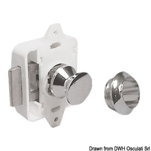 Spring lock for hatches and cabinet doors