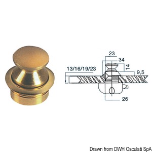 Polished brass knob 13 mm
