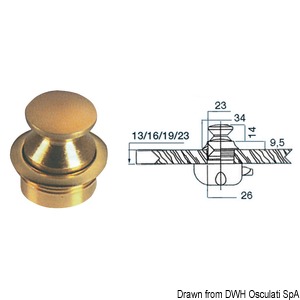 Polished brass knob 23 mm