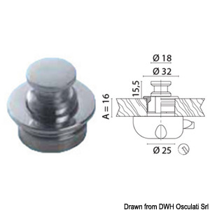 Knob with chromed brass ring