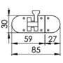 Bolzenriegel AISI316, hochglanzpoliert 85x31 mm