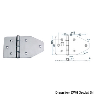 Large hinge 180x100 mm