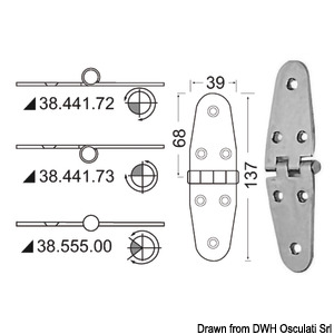 Hinge w/central pin 137x39  mm