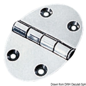 Oval hinge 56x78 mm stud mounting 2 mm