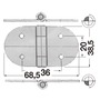 SS hinge w/studs reversed pin 68.5x38.5 mm