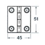 SS rectangular hinge 4 bushing 51x45 mm