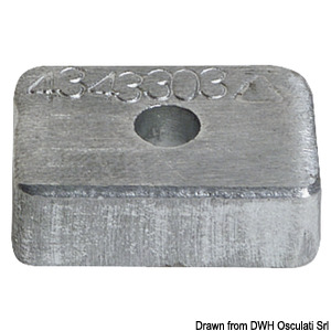 Aluminium anode for Mercury 4/5/6 HP