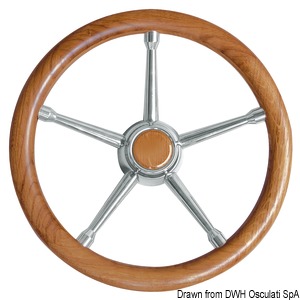 A soft polyurethane steering wheel teak/SS 350mm