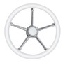 A soft polyurethane steering wheel white/SS 350 mm title=