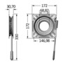 Drehbare Basis aus VA-Stahl + Schnappriegel