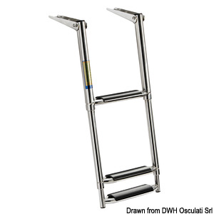 Τηλεσκοπική σκάλα με πλατφόρμα και πλατιά σκαλοπάτια