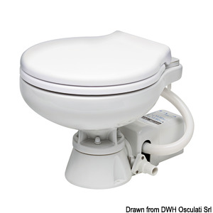 Electric toilet w/white plastic seat