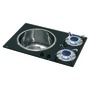 Crystal glass worktop with hobs + Stainless Steel sink title=