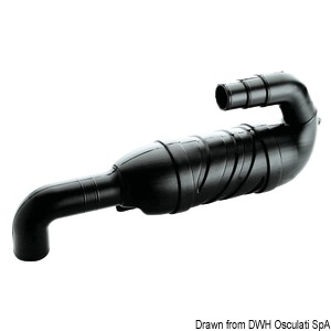 Exhaust muffler inlet downwards