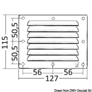 Rejilla de ventilación de acero inoxidable 115 x 127 mm