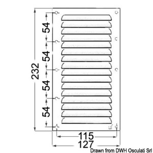Rejilla de ventilación de acero inoxidable 232 x 127 mm