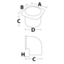 ABS hose vent w/collar black 126 x 126 mm