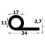 PVC end profile 34 x 16 mm