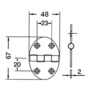 Oval hinge 48x67 mm stud mounting 2 mm