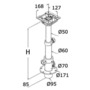 Removable 3 stage table pedestal m-gas spring