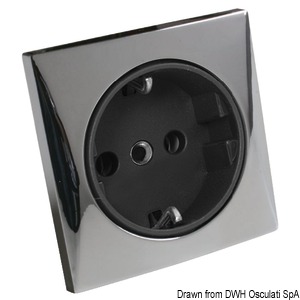 AC socket 220V Schuko type chromed