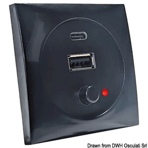 USB port 12/24 V black