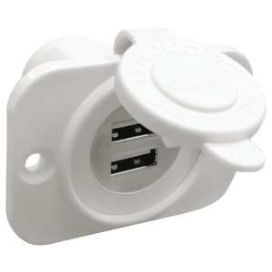 Double USB socket  white rear nut + panel