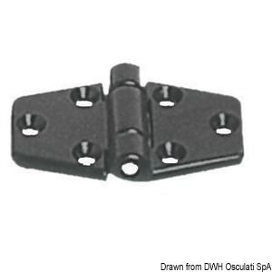 Reinforced nylon hinge, black 65x40 mm